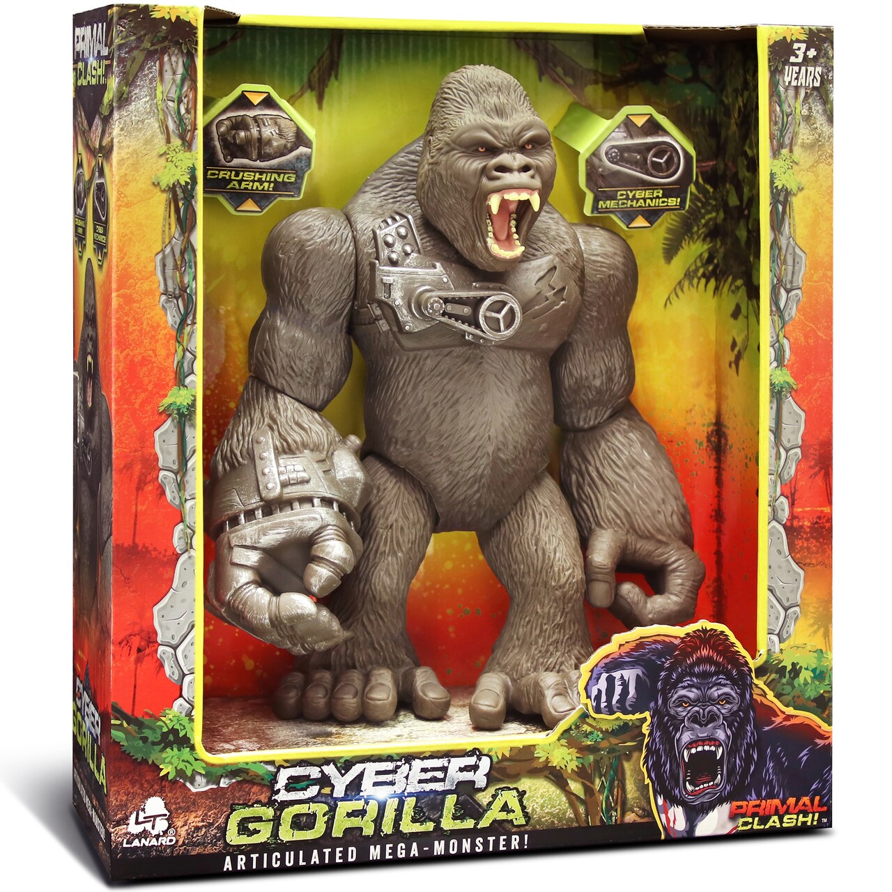 Lanard Primal Clash! Cyber Gorilla Mega Monster! - 10" Articulated Figure, Kids Toy Figure, Ages 3+
